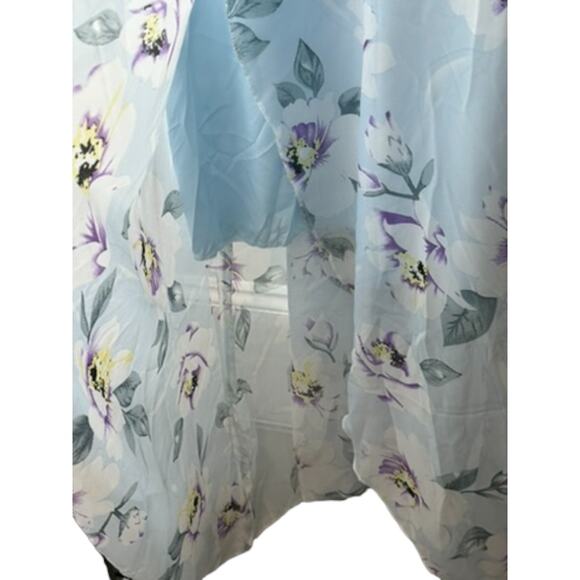 Shein Blue Floral Contrast Lace Floral Print Tulip Hem Cami Dress Sz Medium NEW - Picture 9 of 12